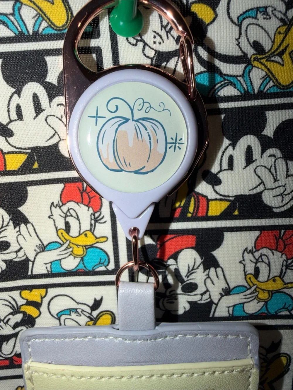 Disney Cinderella Carriage Horse Floral Retractable Lanyard Rose Gold Tone NWT